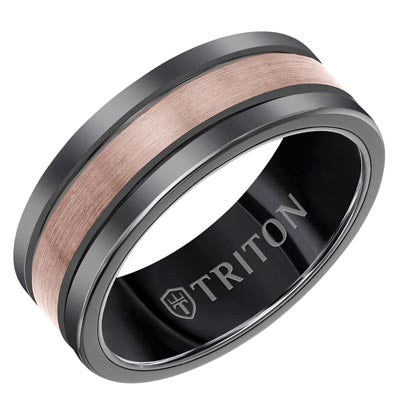 Triton Mens Band in Brown and Black Tungsten (8mm)