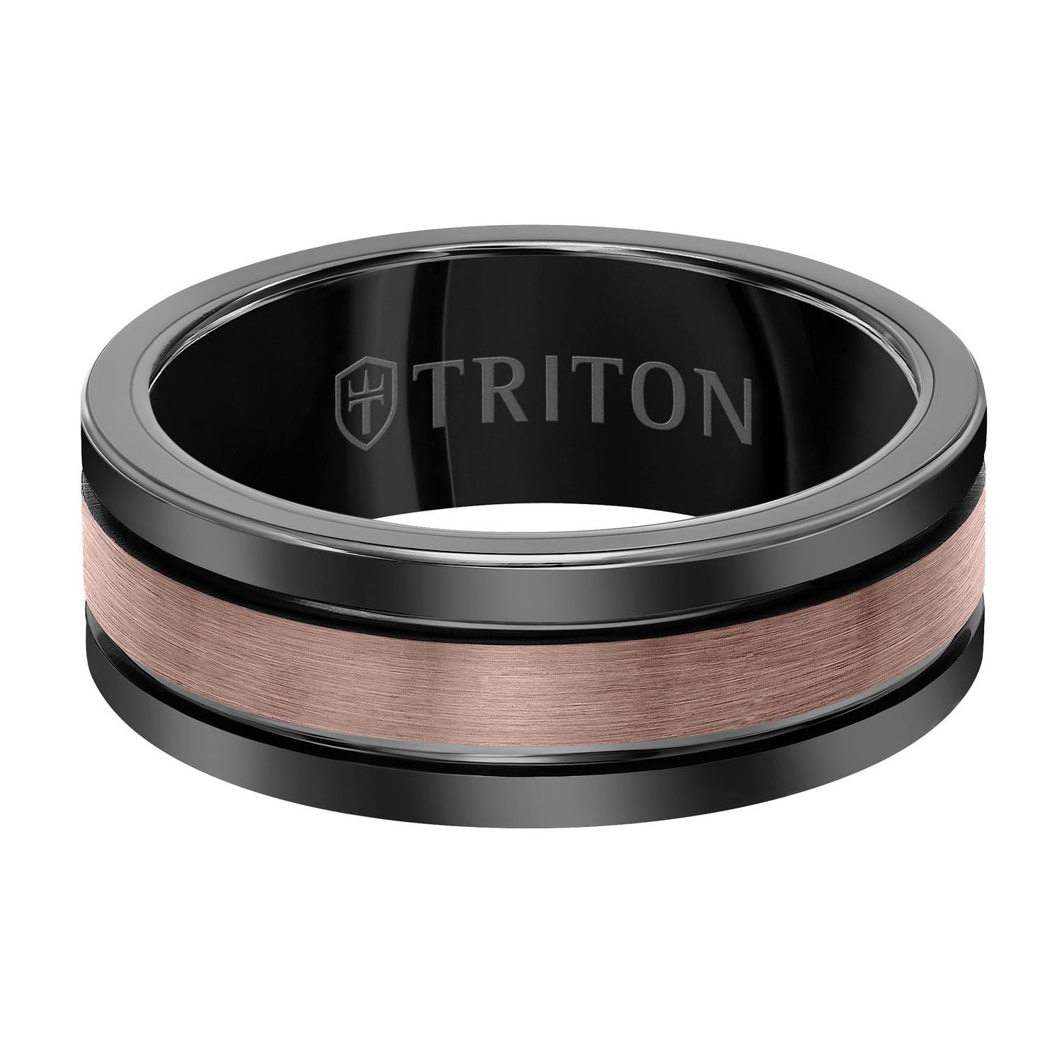Triton Mens Band in Brown and Black Tungsten (8mm)