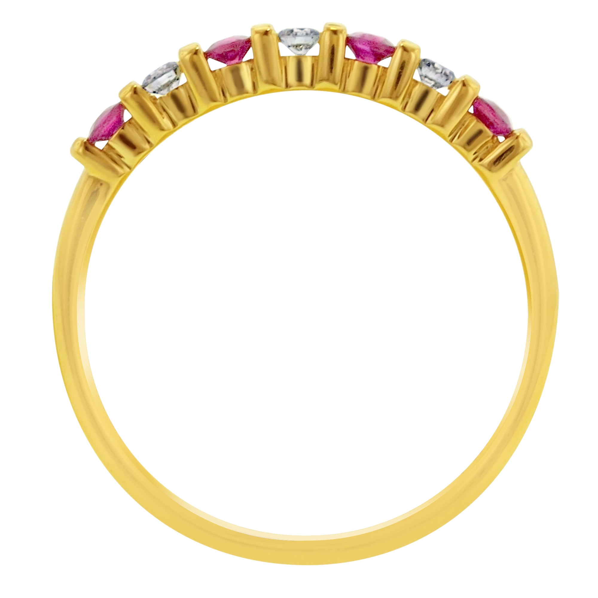 Ruby and Diamond Bar Set Anniversary Band in 14kt Yellow Gold (1/10ct tw)