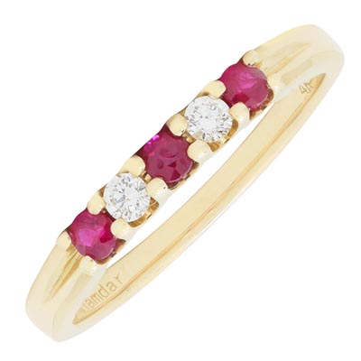 Ruby and Diamond Band in 14kt Yellow Gold (1/10ct tw)