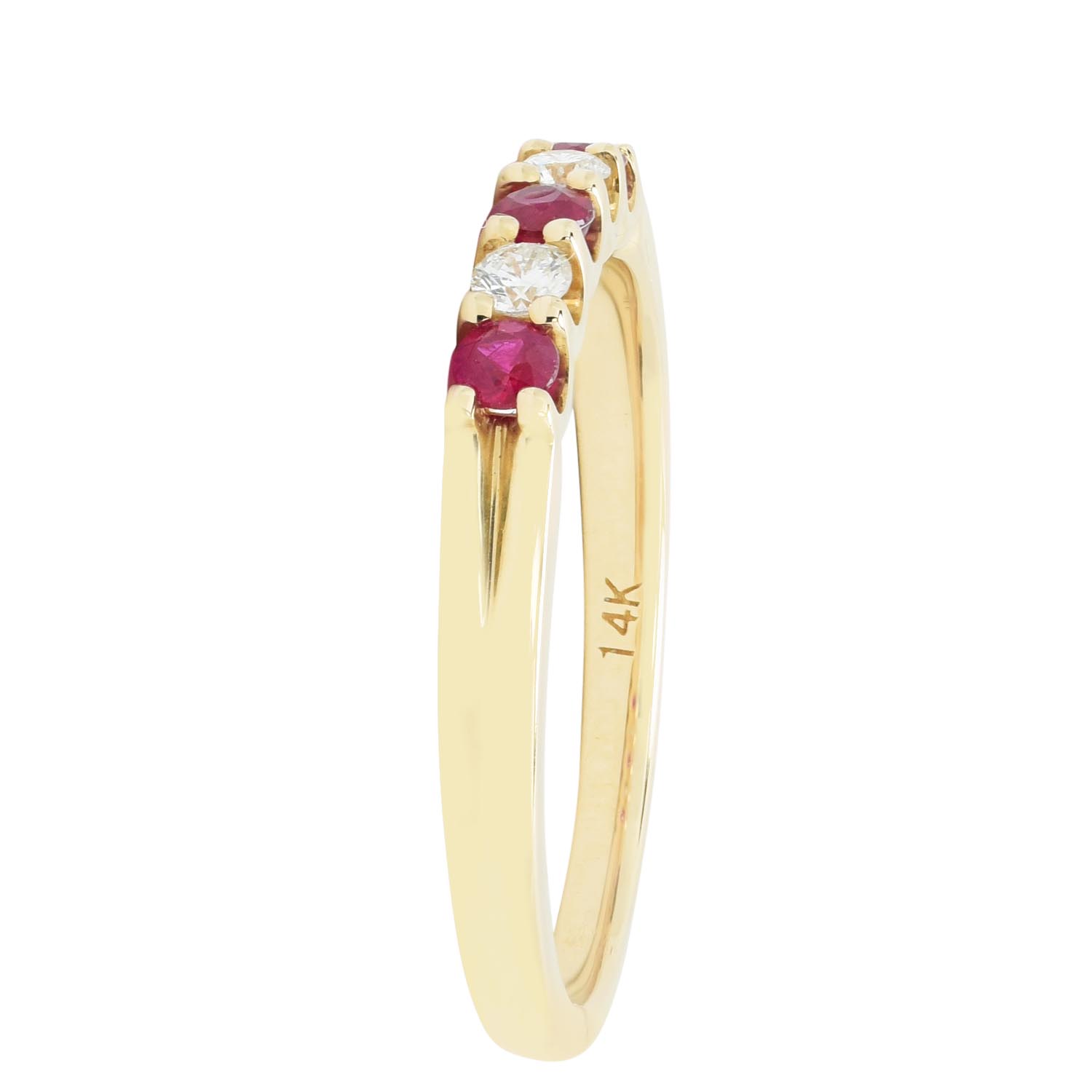 Ruby and Diamond Band in 14kt Yellow Gold (1/10ct tw)
