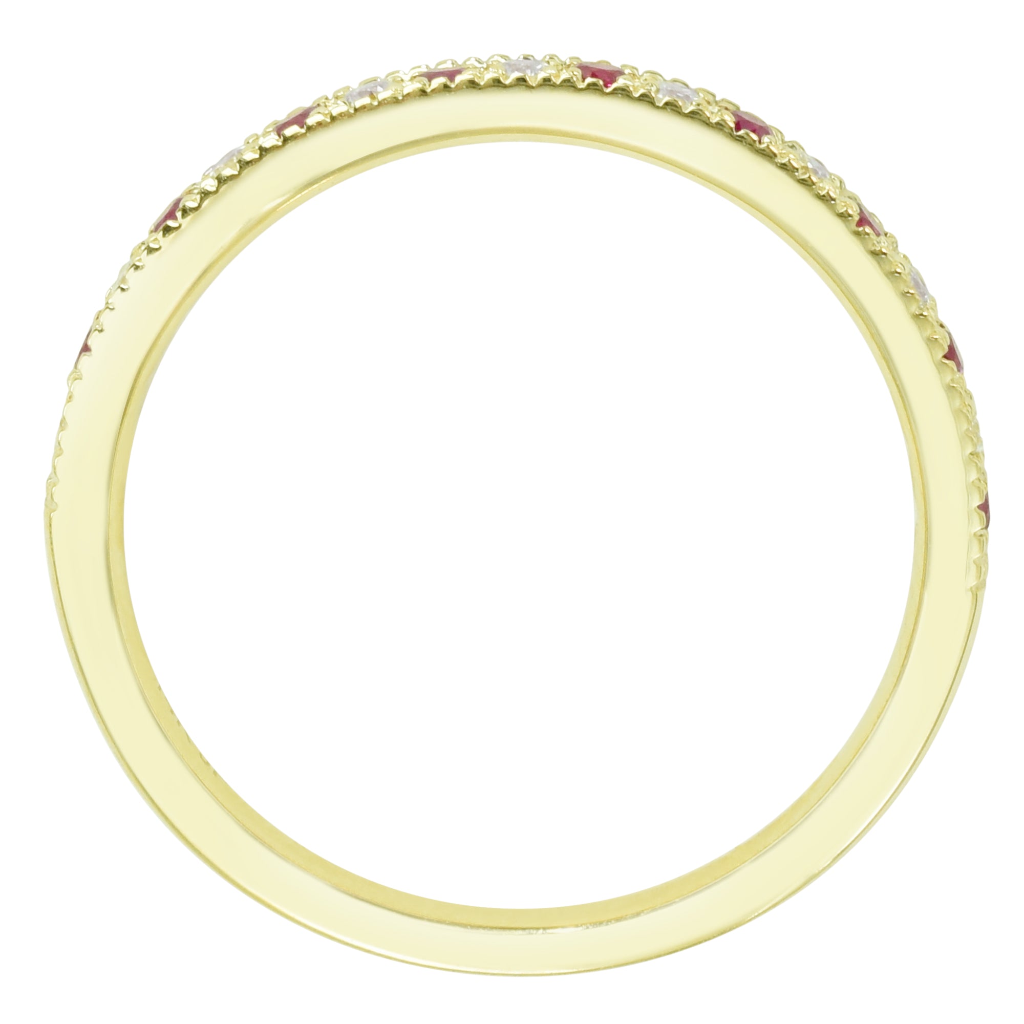 Ruby Anniversary Band in 14kt Yellow Gold with Diamonds (1/7ct tw)