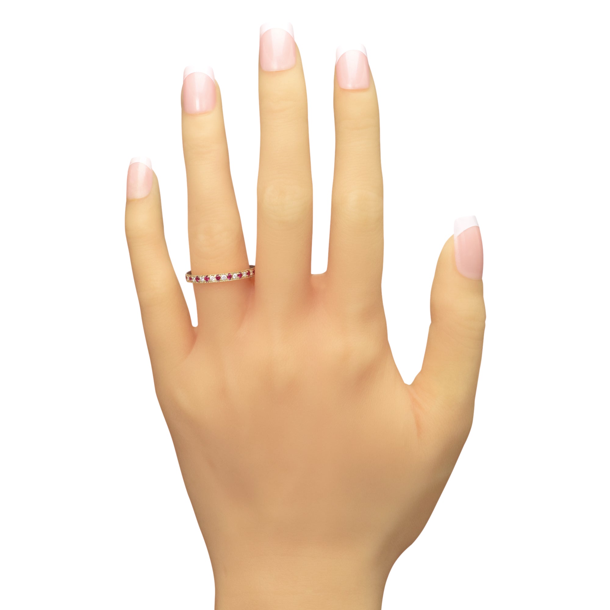 Ruby Anniversary Band in 14kt Yellow Gold with Diamonds (1/7ct tw)