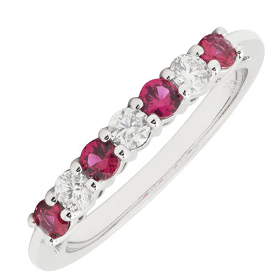 Ruby and Diamond Band in 14kt White Gold (1/4ct tw)
