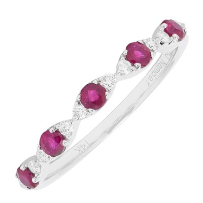 Ruby and Diamond Band in 14kt White Gold (1/10ct tw)