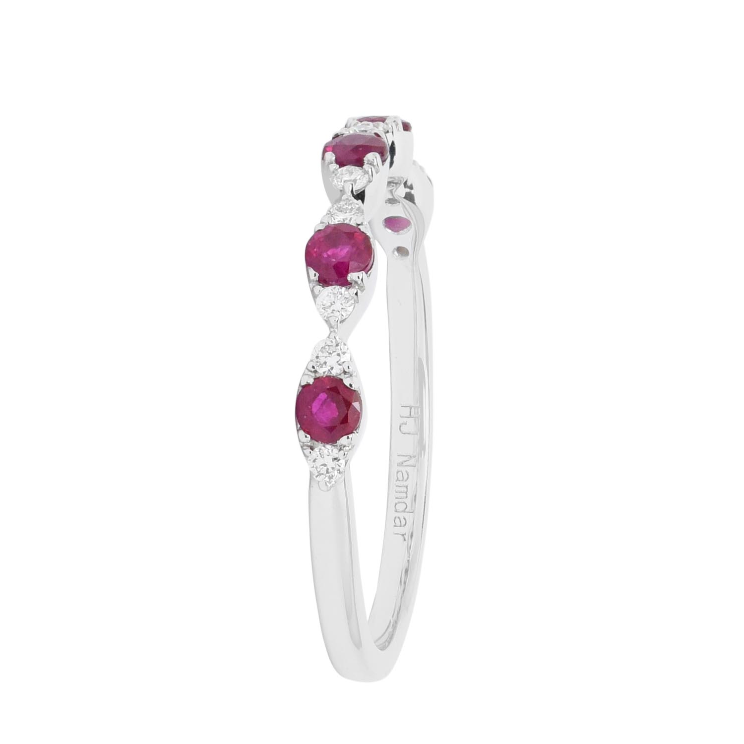 Ruby and Diamond Band in 14kt White Gold (1/10ct tw)