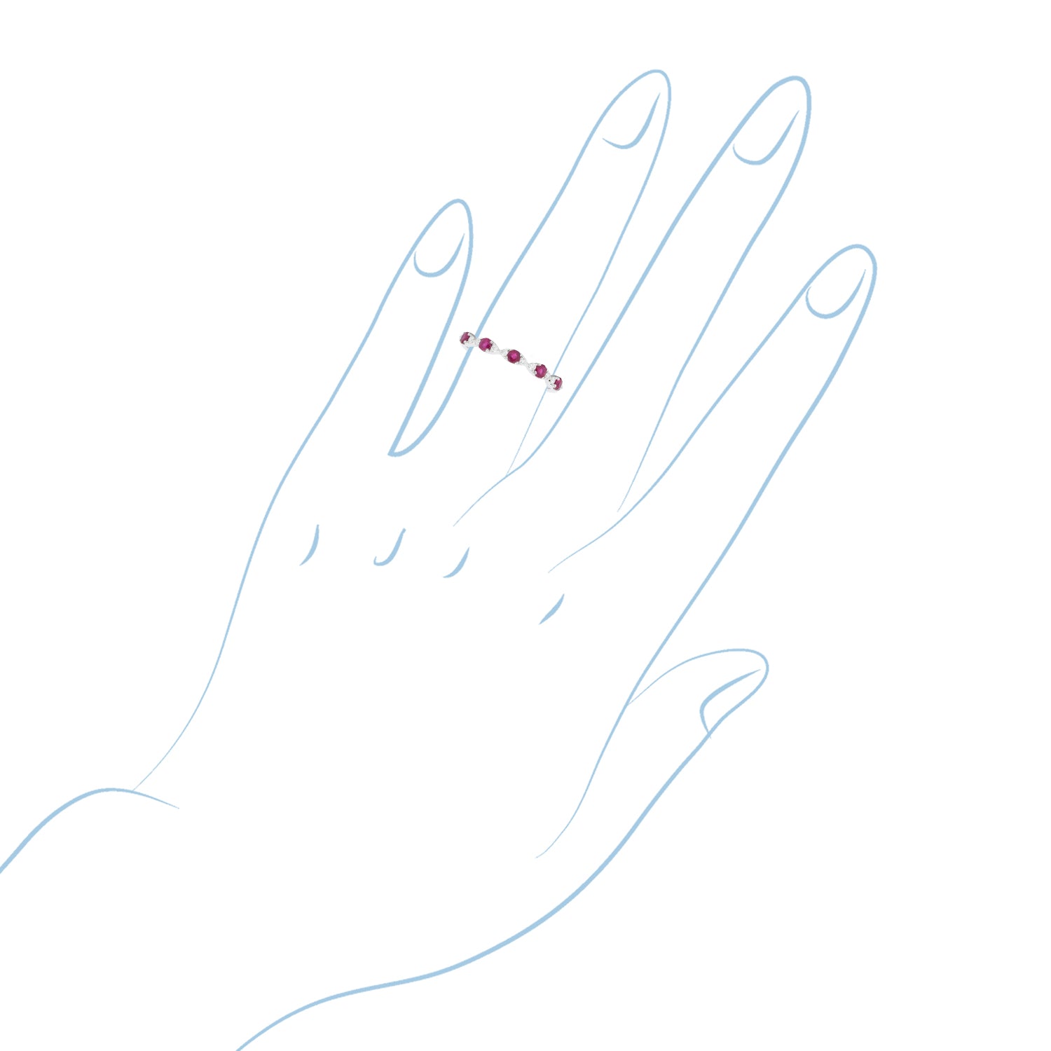 Ruby and Diamond Band in 14kt White Gold (1/10ct tw)