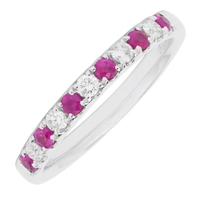 Ruby and Diamond Band in 14kt White Gold (1/5ct tw)
