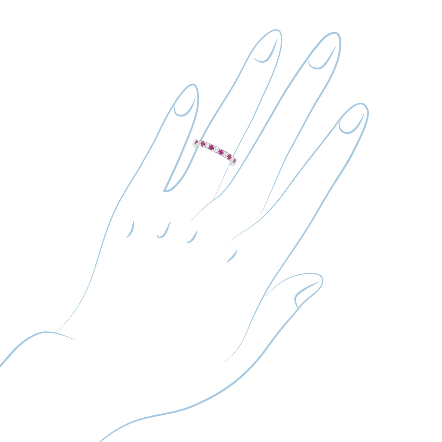 Ruby and Diamond Band in 14kt White Gold (1/5ct tw)