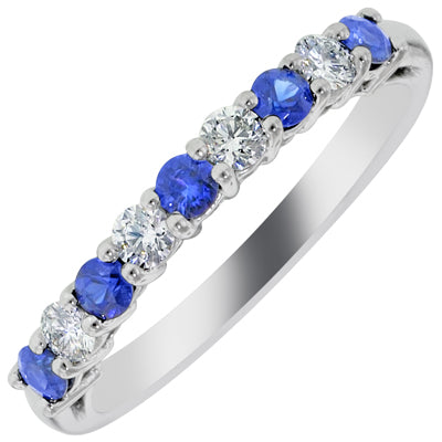 Sapphire and Diamond Band in Platinum (1/4ct tw)