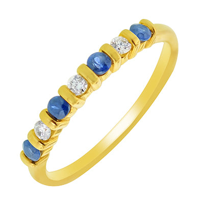Sapphire and Diamond Bar Set Anniversary band in 14kt Yellow Gold (1/10ct tw)