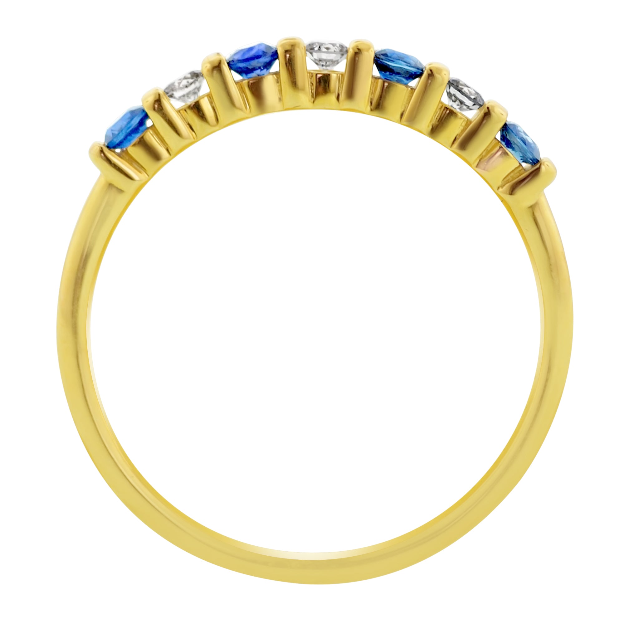 Sapphire and Diamond Bar Set Anniversary band in 14kt Yellow Gold (1/10ct tw)