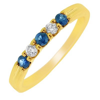 Sapphire and Diamond Anniversary Band in 14kt Yellow Gold (1/10ct tw)