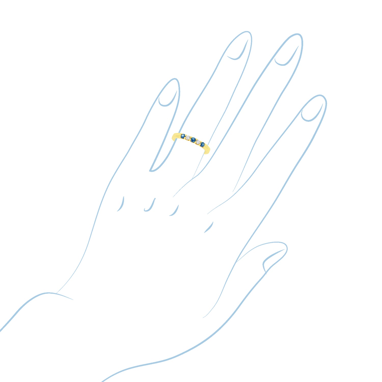Sapphire and Diamond Anniversary Band in 14kt Yellow Gold (1/10ct tw)