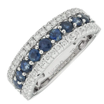 Diamond and Sapphire Band in 14kt White Gold (1ct tw)