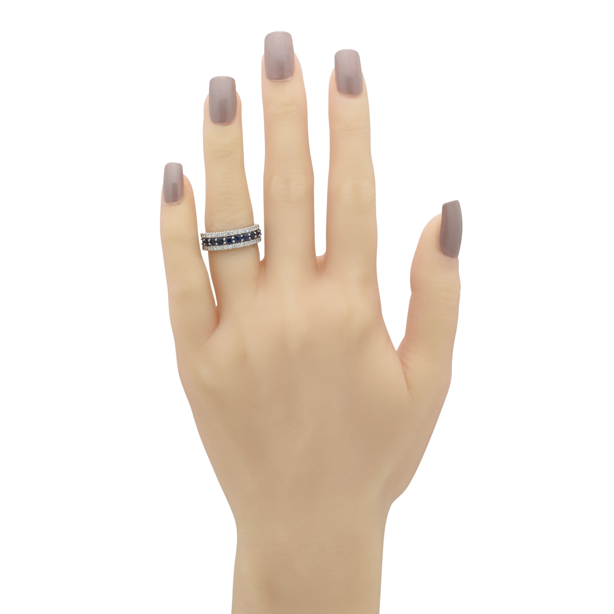 Diamond and Sapphire Band in 14kt White Gold (1ct tw)