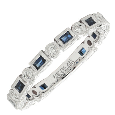 Gabriel Sapphire and Diamond Stackable Band in 14kt White Gold (1/7ct tw)