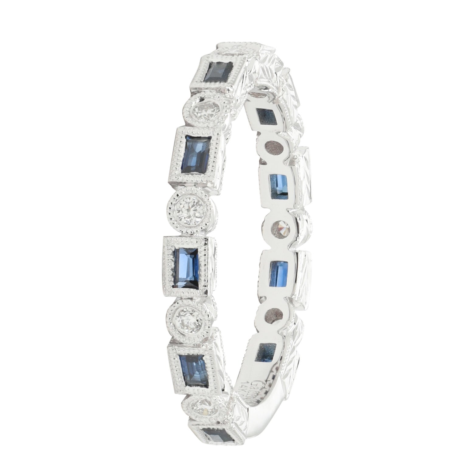 Gabriel Sapphire and Diamond Stackable Band in 14kt White Gold (1/7ct tw)