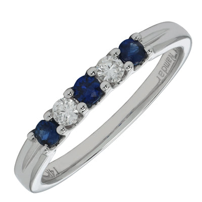 Sapphire and Diamond Anniversary Band in 14kt White Gold (1/10ct tw)