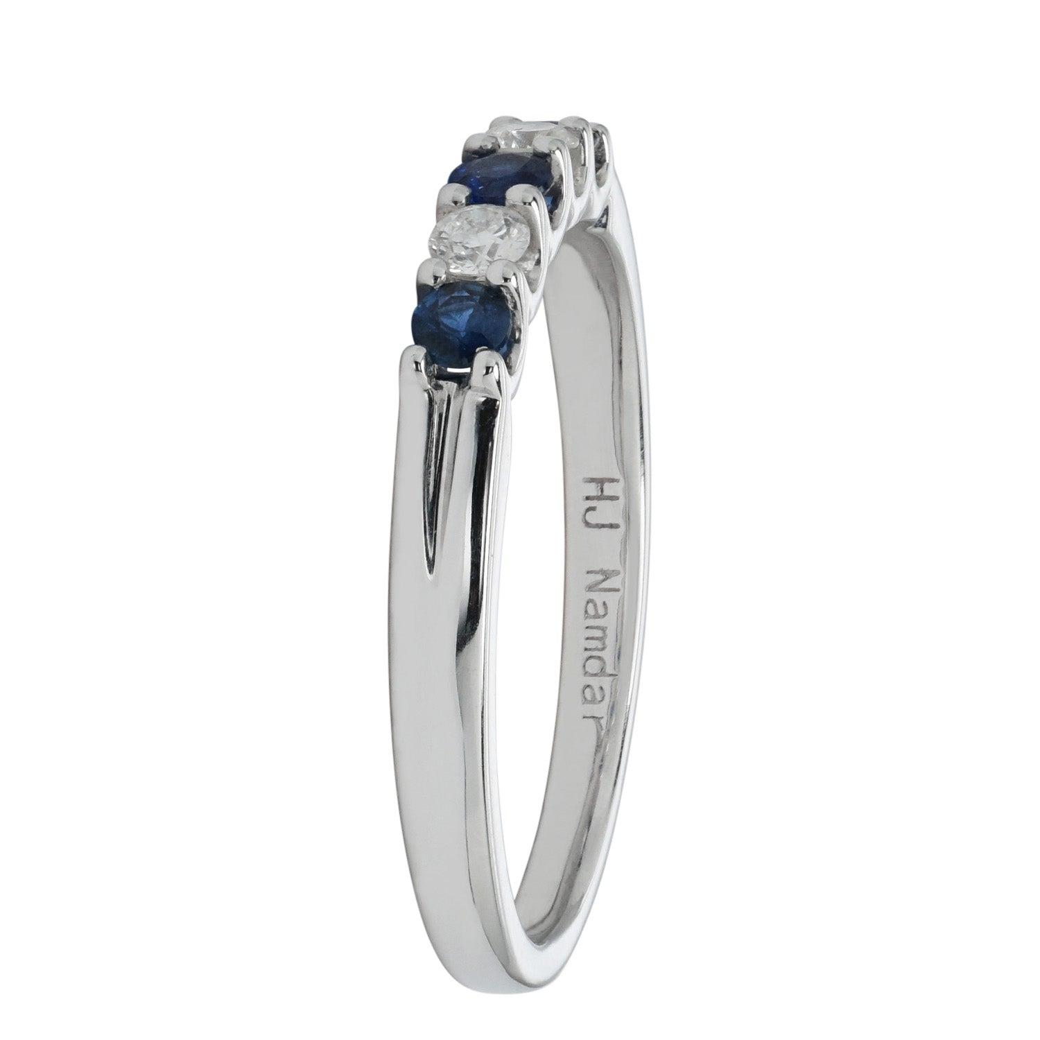 Sapphire and Diamond Anniversary Band in 14kt White Gold (1/10ct tw)