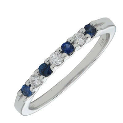 Sapphire and Diamond Anniversary Band in 14kt White Gold (1/10ct tw)