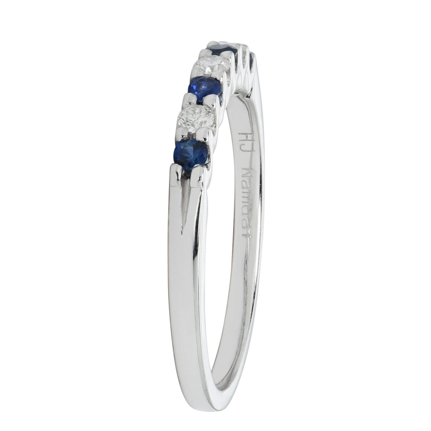 Sapphire and Diamond Anniversary Band in 14kt White Gold (1/10ct tw)
