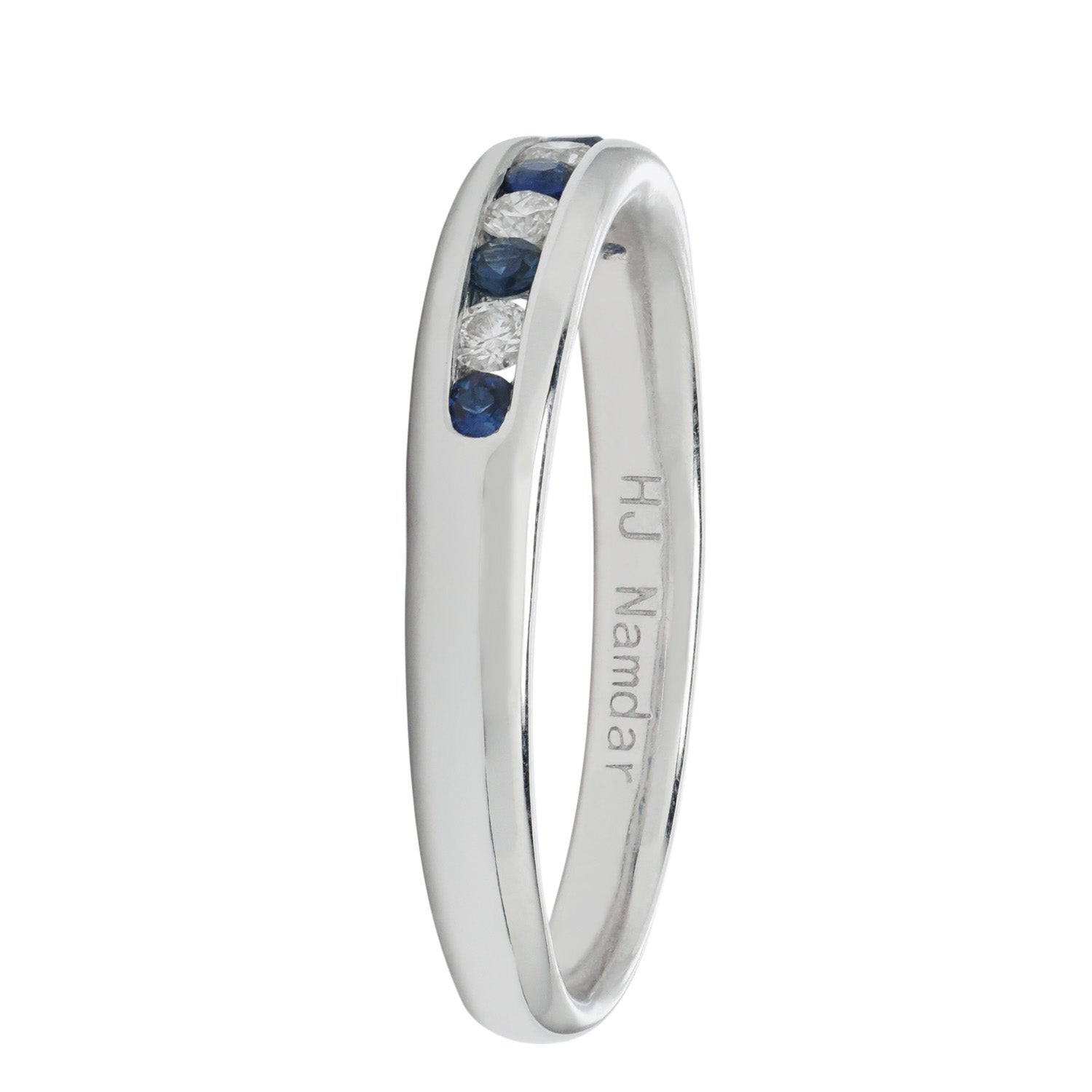 Sapphire and Diamond Channel Set Anniversary Band in 14kt White Gold (1/10ct tw)