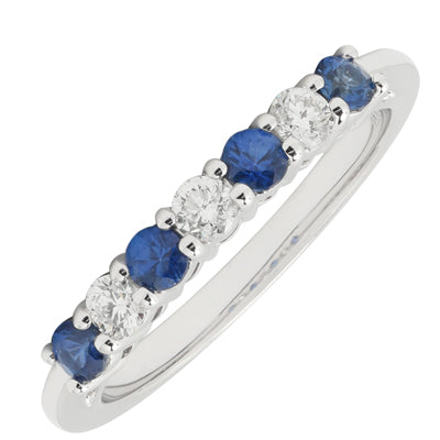 Sapphire and Diamond Band in 14kt White Gold (1/4ct tw)