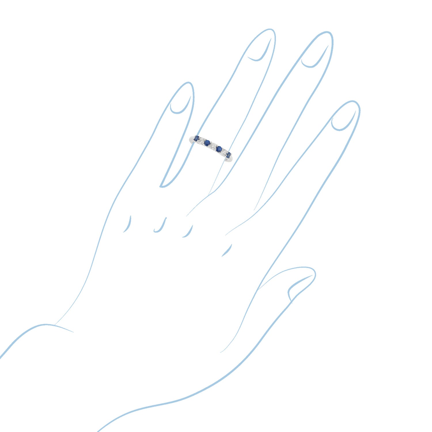 Sapphire and Diamond Band in 14kt White Gold (1/4ct tw)