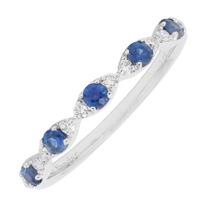 Sapphire and Diamond Band in 14kt White Gold (1/10ct tw)