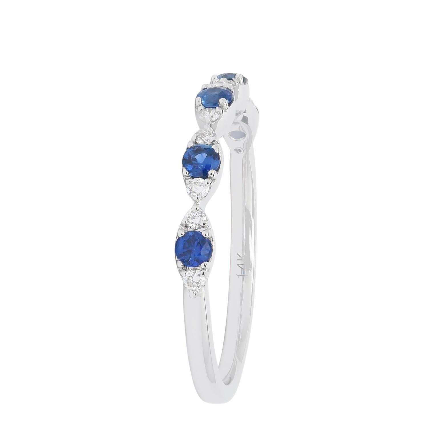 Sapphire and Diamond Band in 14kt White Gold (1/10ct tw)