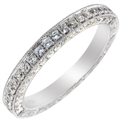 Flyer Fit Vintage by Martin Flyer Diamond Micropave Wedding Band in Platinum (5/8ct tw)