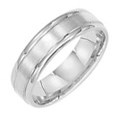 Mens Comfort Fit Wedding Band in 14kt White Gold (6mm)