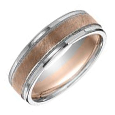 Mens Comfort Fit Wedding Band in 14kt Rose and White Gold (6.5mm)