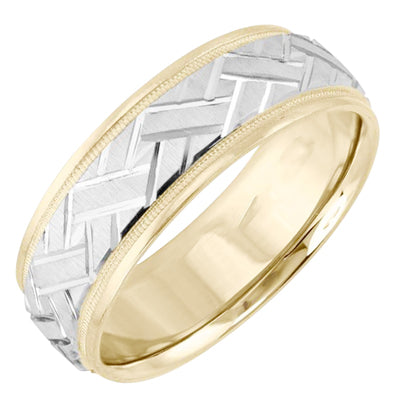 Artcarved Mens Wedding Band in 14kt Yellow and White Gold (7mm)