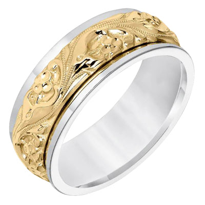 Artcarved Mens Wedding Band in 14kt Yellow and White Gold (8mm)