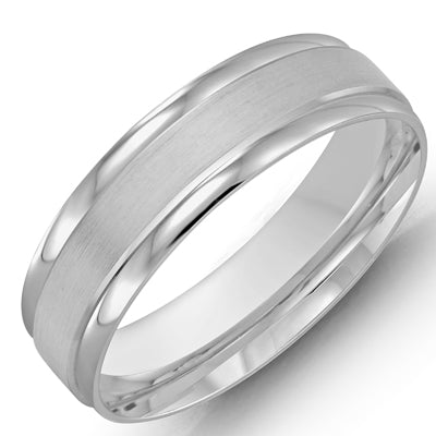 Mens Wedding Band in 14kt White Gold (6mm)