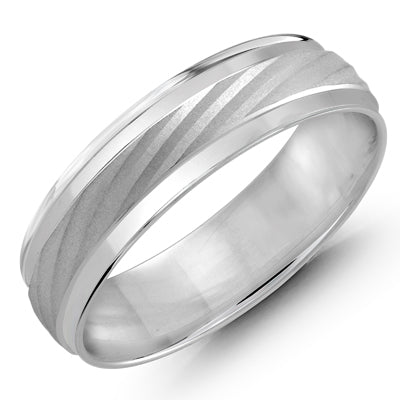 Mens Wedding Band in 14kt White Gold (6mm)
