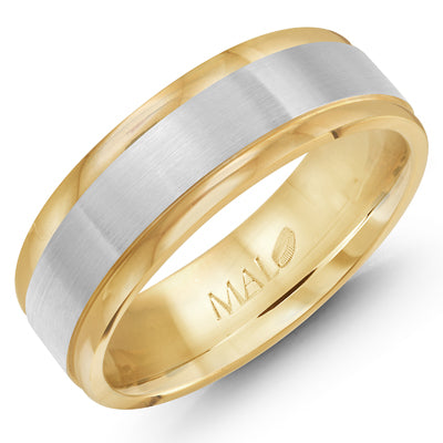 Mens Wedding Band in 14kt Yellow and White Gold (7mm)