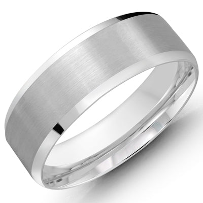 Mens Wedding Band in 14kt White Gold (7mm)