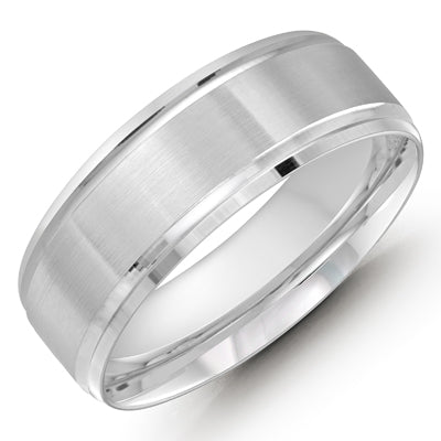 Mens Wedding Band in 14kt White Gold (8mm)