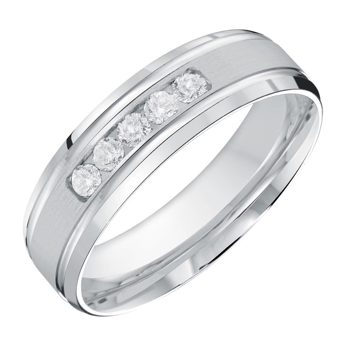 Mens Diamond Wedding Band in 14kt White Gold (1/4ct tw)(6mm)