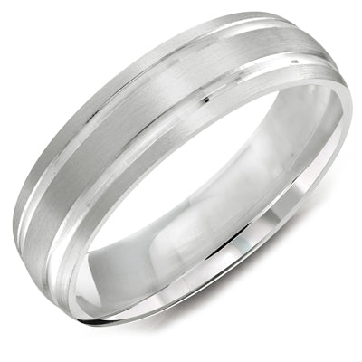 Mens Wedding Band in 14kt White Gold (6mm)