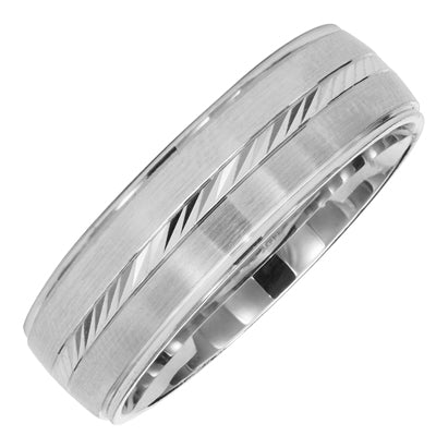 Mens Comfort Fit Wedding Band in 14kt White Gold (6mm)