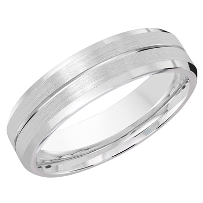 Mens Wedding Band in 14kt White Gold (6mm)