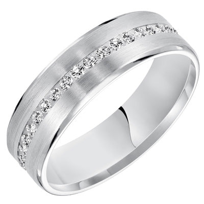 Mens Wedding Band in 14kt White Gold with Diamonds (3/8ct tw)