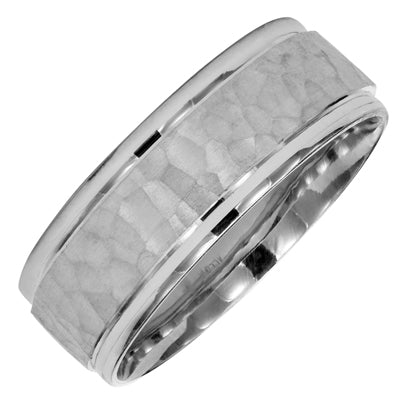 Mens Comfort Fit Wedding Band in 14kt White Gold (7.5mm)