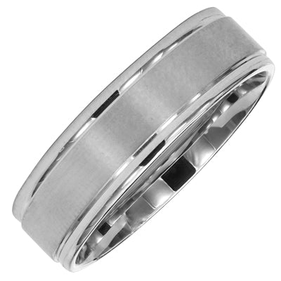 Mens Comfort Fit Wedding Band in 14kt White Gold (6.5mm)