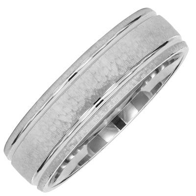 Mens Comfort Fit Wedding Band in 14kt White Gold (6mm)