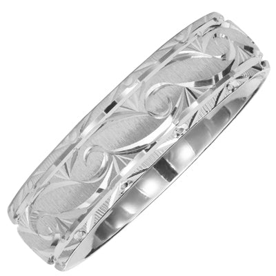 Mens Comfort Fit Wedding Band in 14kt White Gold (6mm)
